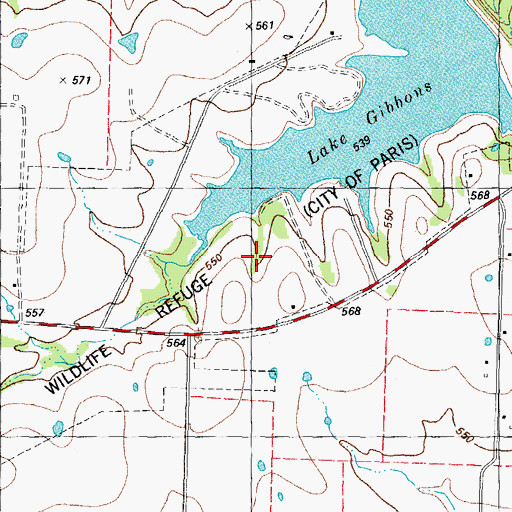 Topographic Map of Gambill Wildlife Refuge, TX