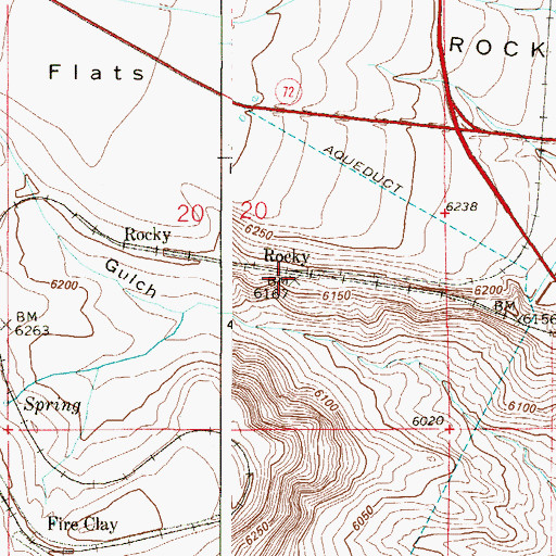 Topographic Map of Rocky, CO