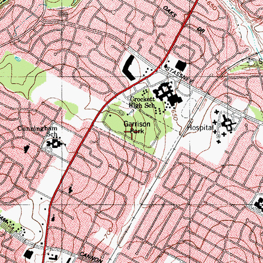 Topographic Map of Garrison Park, TX