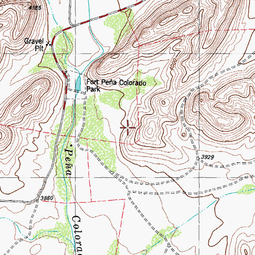 Topographic Map of Fort Pena Colorado Park, TX