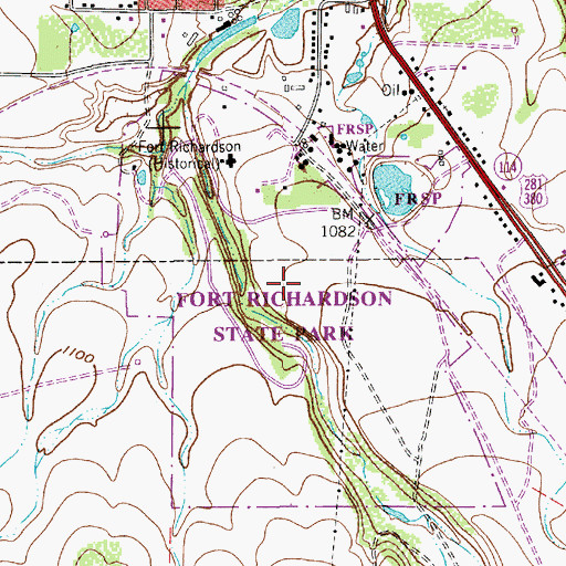 Topographic Map of Fort Richardson State Historical Park, TX