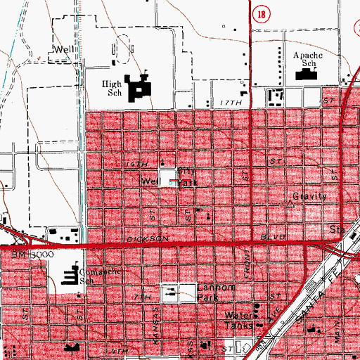Topographic Map of Fort Stockton City Park, TX