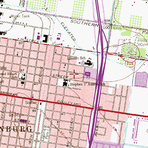 Topographic Map of Fountain Park, TX
