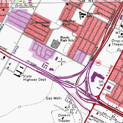 Topographic Map of Fountain Park, TX