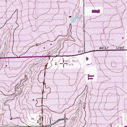 Topographic Map of Fretz Park, TX