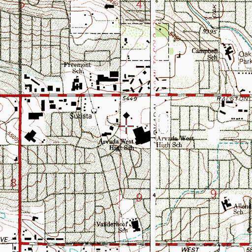 Topographic Map of Arvada West High School, CO