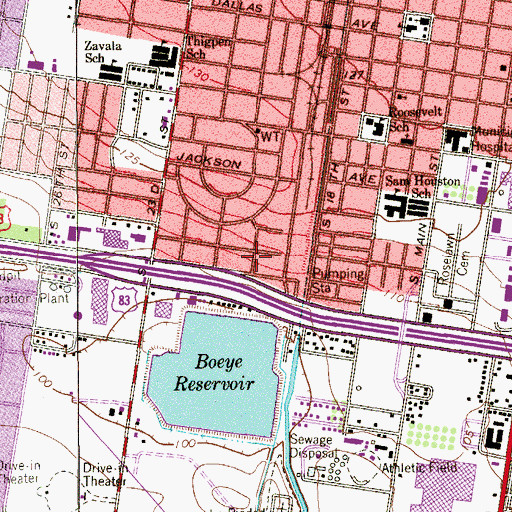 Topographic Map of Frontage Park, TX