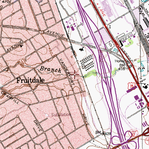 Topographic Map of Fruitdale Park, TX