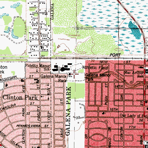 Topographic Map of Galena Manor Park, TX