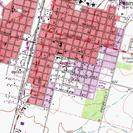 Topographic Map of Firemans Park, TX
