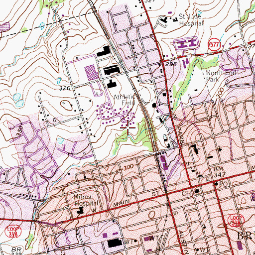 Topographic Map of Firemans Park, TX