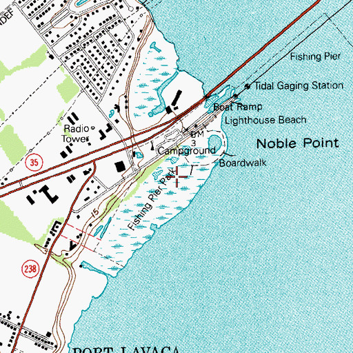 Topographic Map of Fishing Pier Park, TX