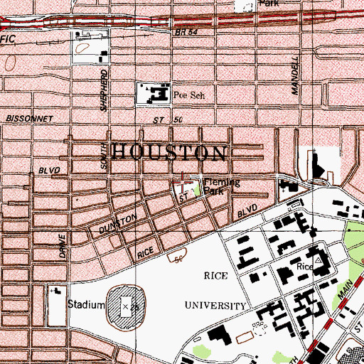 Topographic Map of Fleming Park, TX