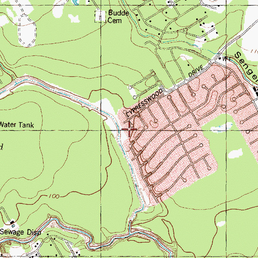 Topographic Map of Enchanted Oaks Park, TX