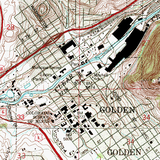 Topographic Map of Golden, CO