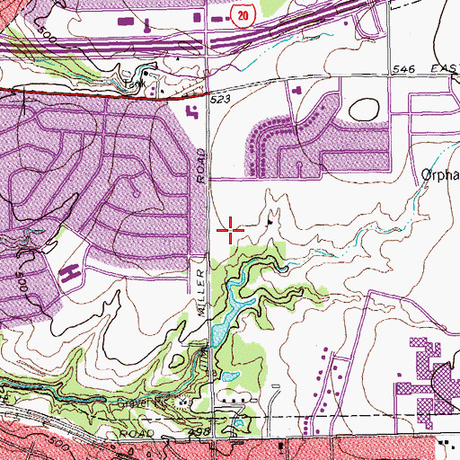 Topographic Map of Everglade Park, TX