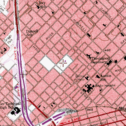 Topographic Map of Exall Park, TX