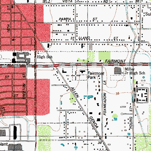 Topographic Map of Fairmont Park, TX