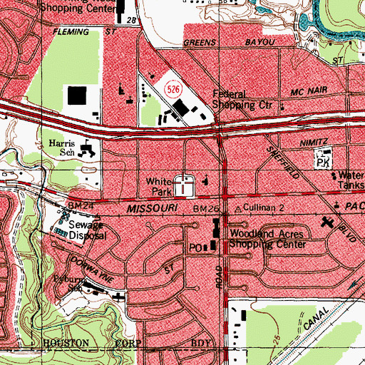 Topographic Map of Falcon Park, TX