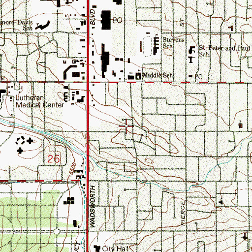 Topographic Map of Wheat Ridge, CO