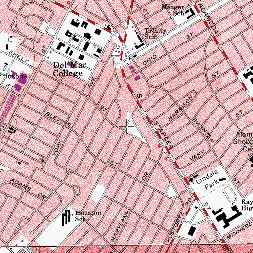 Topographic Map of Easley Park, TX