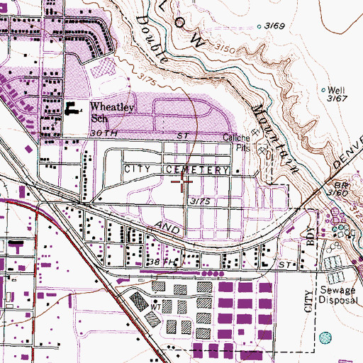 Topographic Map of City of Lubbock Cemetery, TX