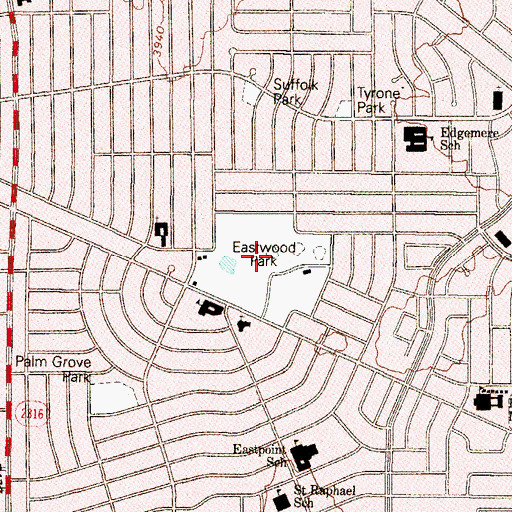 Topographic Map of Eastwood Park, TX