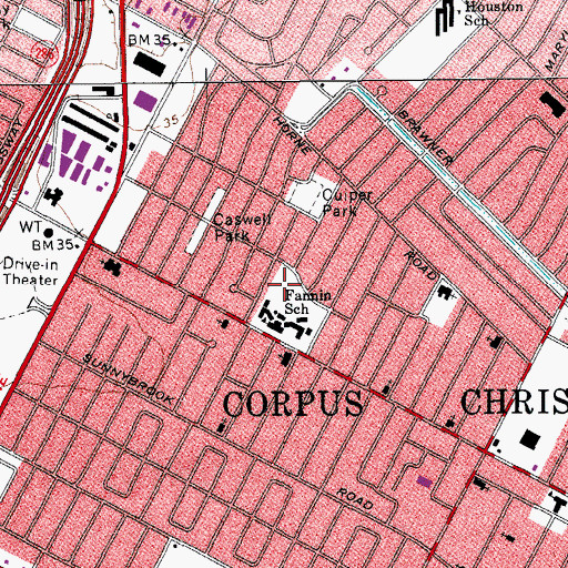 Topographic Map of Edgewood Park, TX