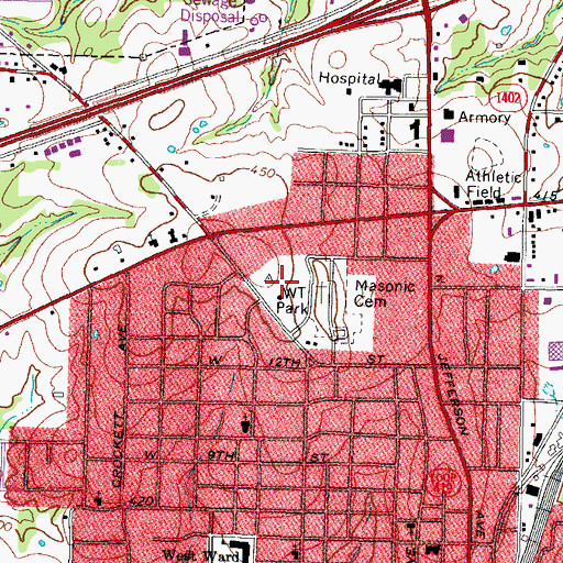 Topographic Map of Edwards Park, TX