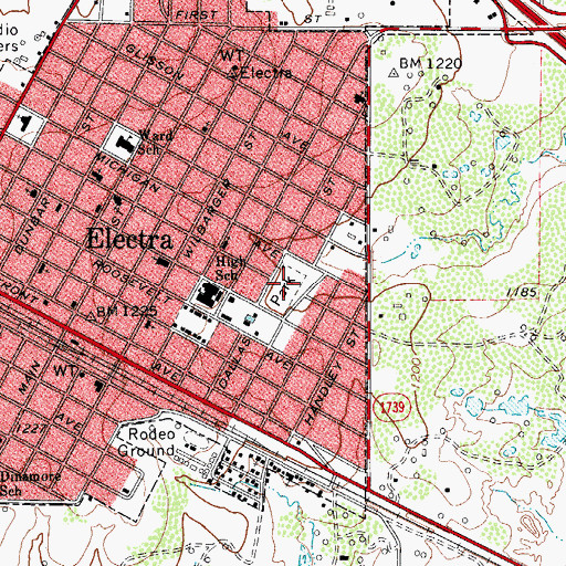 Topographic Map of Electra City Park, TX