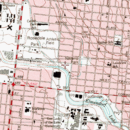 Topographic Map of Elmendorf Park, TX