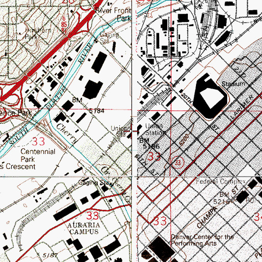 Topographic Map of Denver Union Station, CO