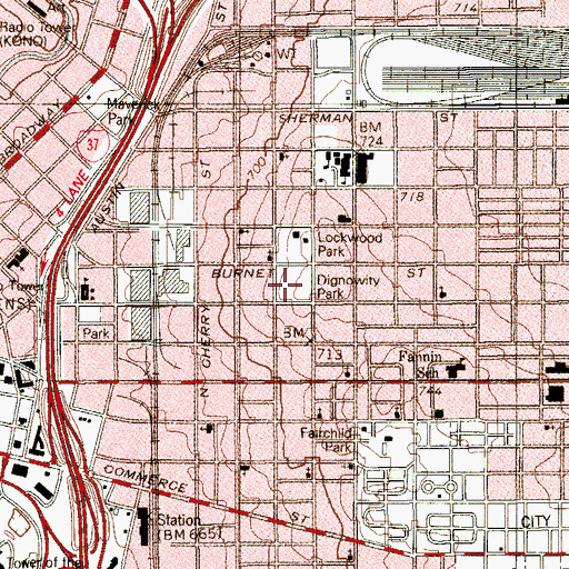 Topographic Map of Dignowity Park, TX