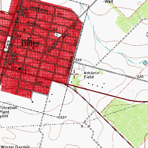 Topographic Map of Dilley City Park, TX