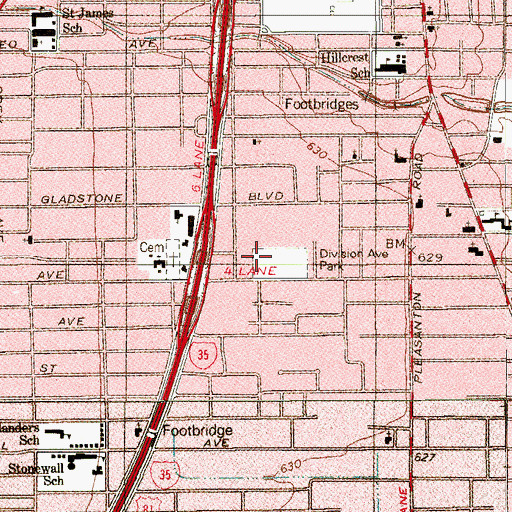 Topographic Map of Division Park, TX