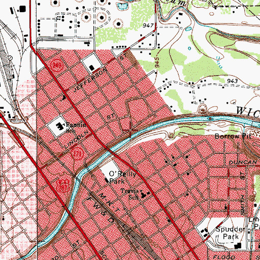 Topographic Map of Donnell Park, TX