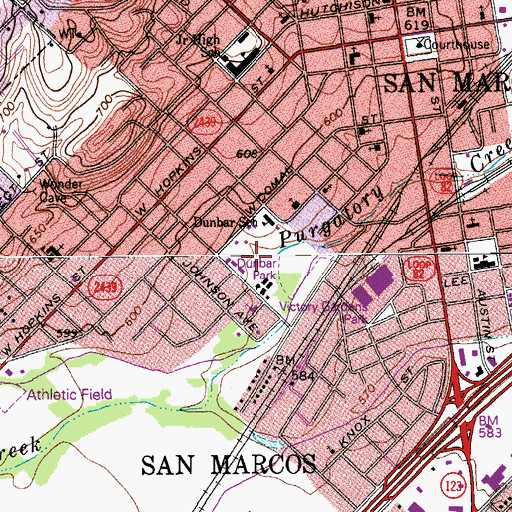 Topographic Map of Dunbar Park, TX
