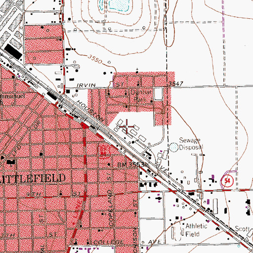 Topographic Map of Dunber Community Park, TX