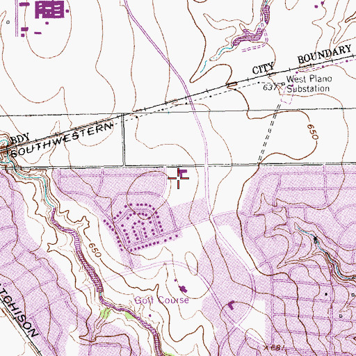 Topographic Map of Custer Park, TX