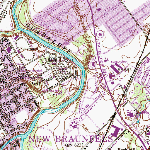 Topographic Map of Cypress Bend Park, TX