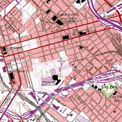 Topographic Map of Dallas City Hall Plaza, TX