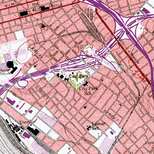 Topographic Map of Dallas Old City Park, TX
