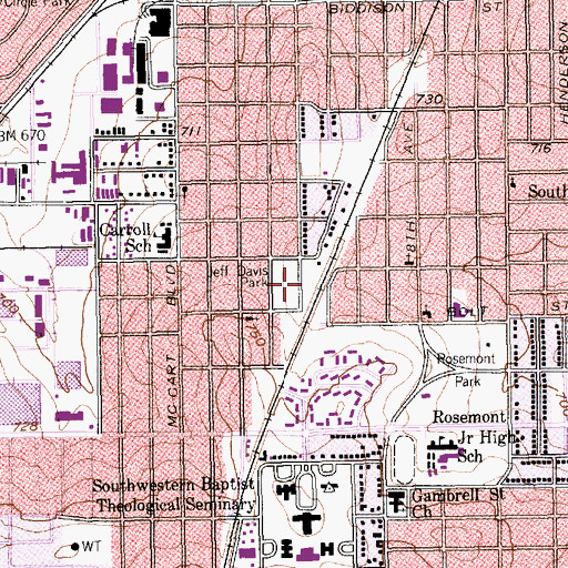 Topographic Map of Davis Park, TX
