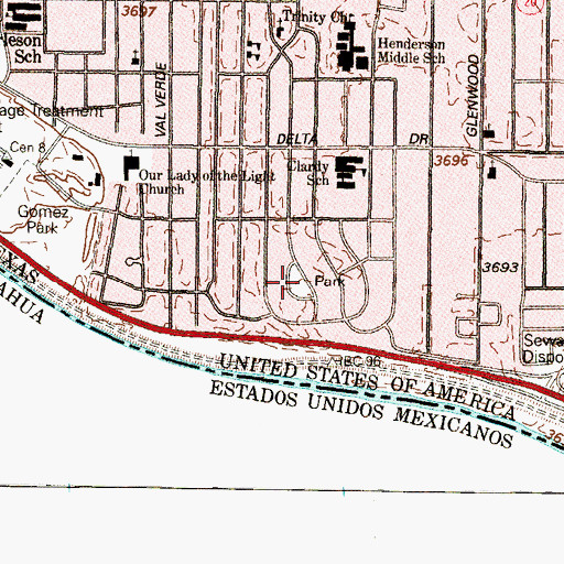 Topographic Map of De Vargas Park, TX
