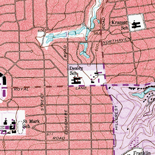 Topographic Map of Dealey Park, TX