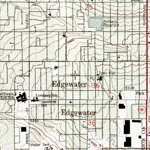 Topographic Map of Edgewater, CO