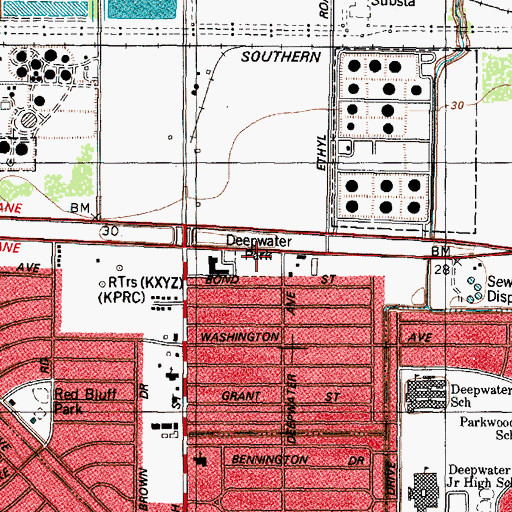 Topographic Map of Deepwater Park, TX