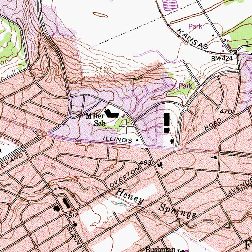 Topographic Map of Deerpath Park, TX