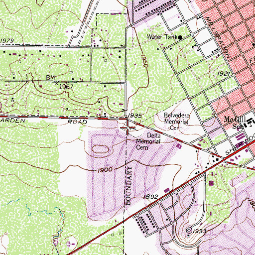 Topographic Map of Delta Memorial Park, TX