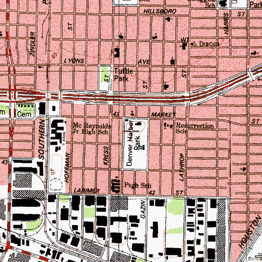 Topographic Map of Denver Harbor Park, TX
